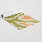 Retro Modern Liquid Swirl Abstract Pattern in Avocado Green, Orange, and Beige Yoga Mat Gallery Image 2
