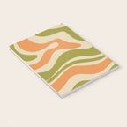 Retro Modern Liquid Swirl Abstract Pattern in Avocado Green, Orange, and Beige Notebook Gallery Image 3