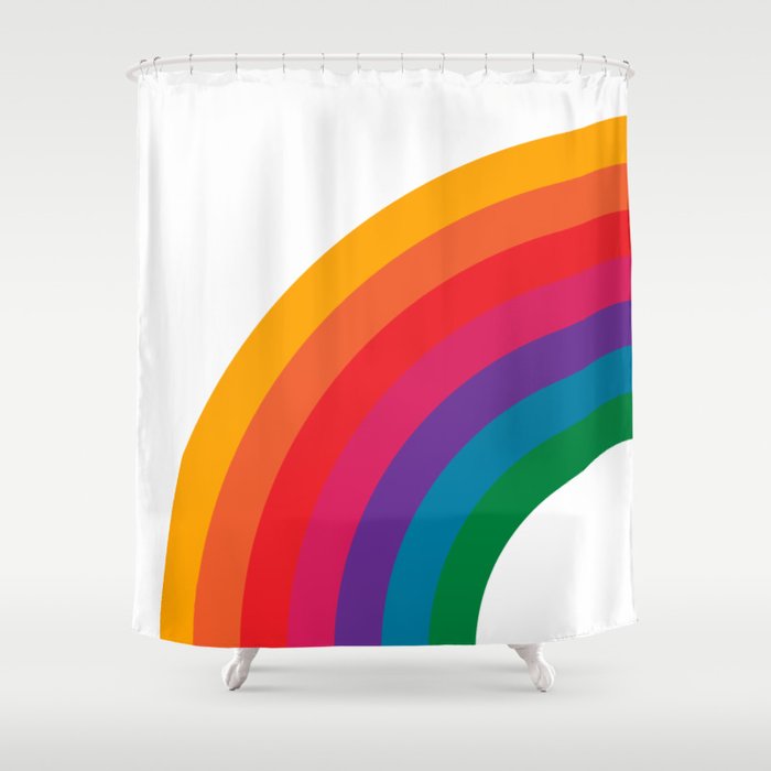 Retro Bright Rainbow - Left Side Shower Curtain Gallery Image 1