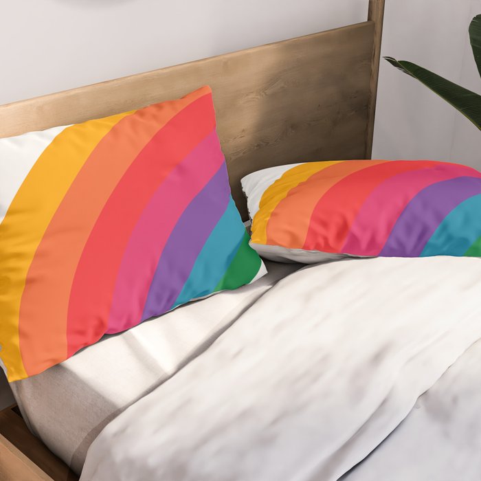 Retro Bright Rainbow - Left Side Pillow Sham Gallery Image 2