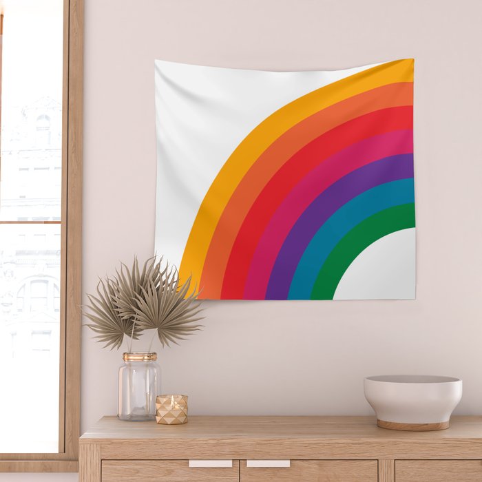 Retro Bright Rainbow - Left Side Wall Tapestry Gallery Image 2