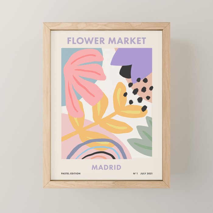 Flower Market Madrid, Pastel Edition Mini Art Print Gallery Image 1