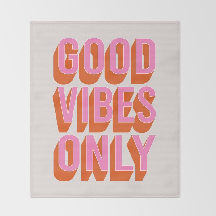 Good Vibes Only (Pink Orange) Throw Blanket Gallery Image 2
