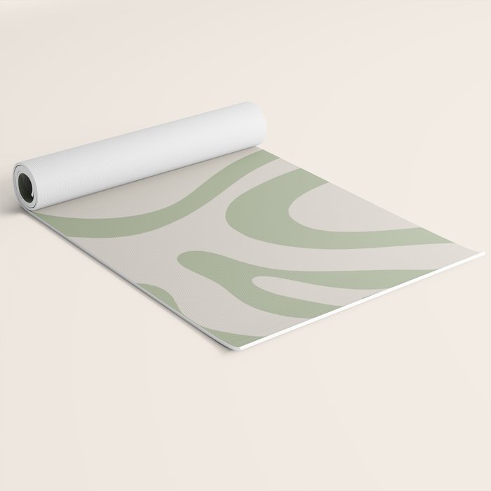 Sage and Beige Liquid Swirl Abstract Yoga Mat Gallery Image 2