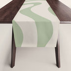 Sage and Beige Liquid Swirl Abstract Table Runner Gallery Image 1