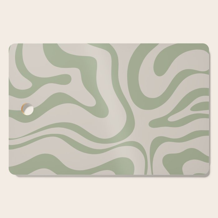 Sage and Beige Liquid Swirl Abstract Cutting Board Gallery Image 1