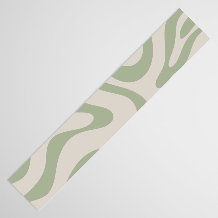 Sage and Beige Liquid Swirl Abstract Table Runner Gallery Image 3