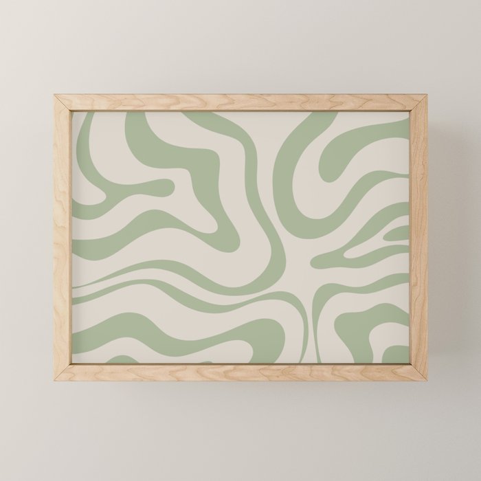 Sage and Beige Liquid Swirl Abstract Mini Art Print Gallery Image 1