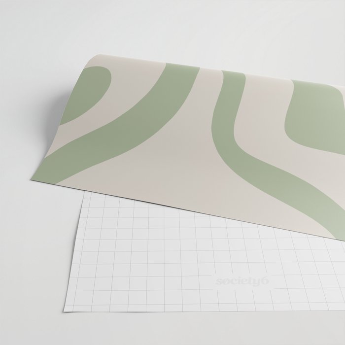 Sage and Beige Liquid Swirl Abstract Wrapping Paper Gallery Image 2