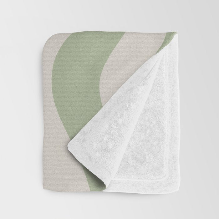 Sage and Beige Liquid Swirl Abstract Throw Blanket Gallery Image 3