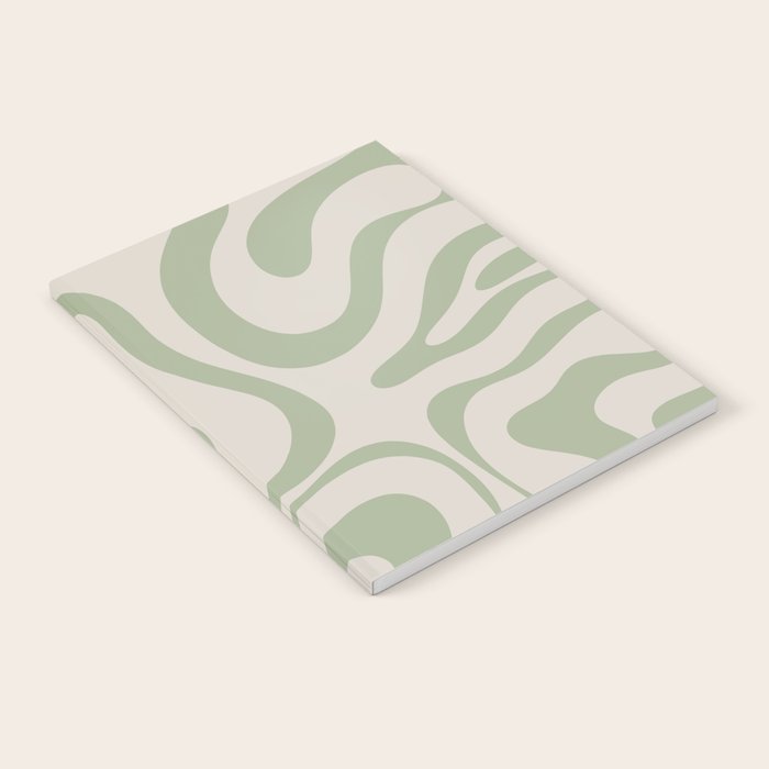 Sage and Beige Liquid Swirl Abstract Notebook Gallery Image 1