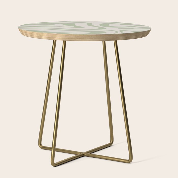 Sage and Beige Liquid Swirl Abstract Side Table Gallery Image 1