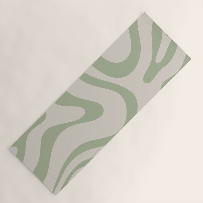 Sage and Beige Liquid Swirl Abstract Yoga Mat Gallery Image 1