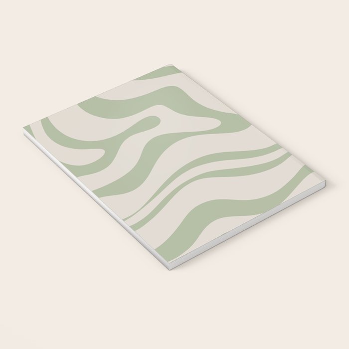 Sage and Beige Liquid Swirl Abstract Notebook Gallery Image 3