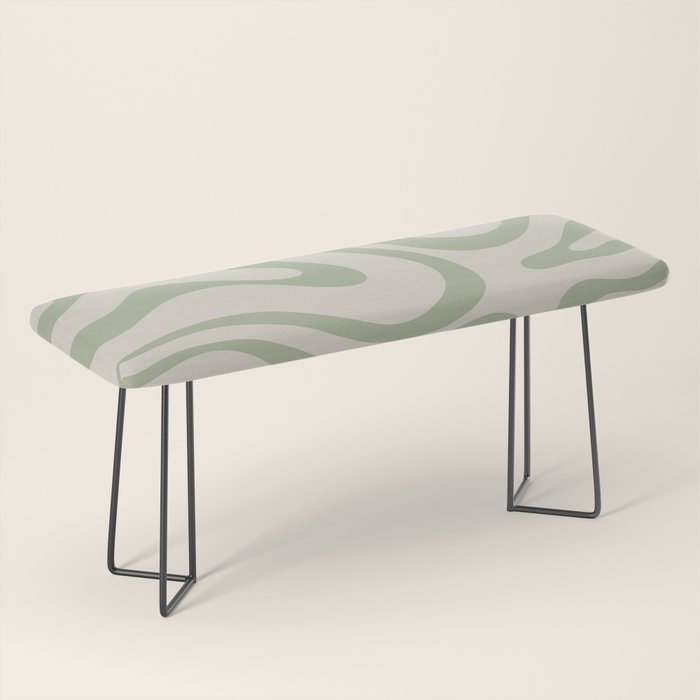 Sage and Beige Liquid Swirl Abstract Bench Gallery Image 1