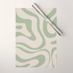 Sage and Beige Liquid Swirl Abstract Wrapping Paper Gallery Image 1