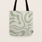 Sage and Beige Liquid Swirl Abstract Tote Bag Gallery Image 1