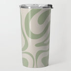 Sage and Beige Liquid Swirl Abstract Travel Mug Gallery Image 2