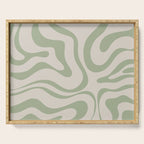 Sage and Beige Liquid Swirl Abstract Serving Tray Gallery Image 1