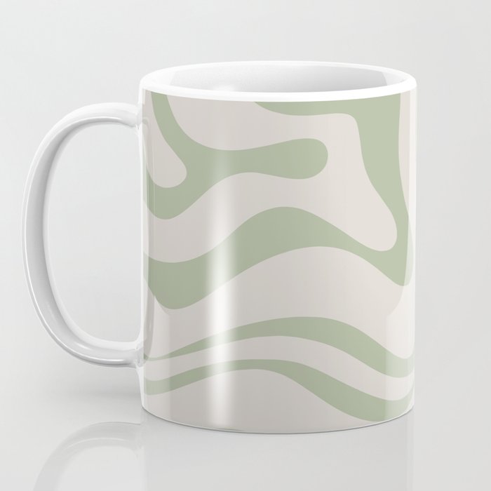 Sage and Beige Liquid Swirl Abstract Coffee Mug Gallery Image 3