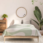 Sage and Beige Liquid Swirl Abstract Comforter Gallery Image 3