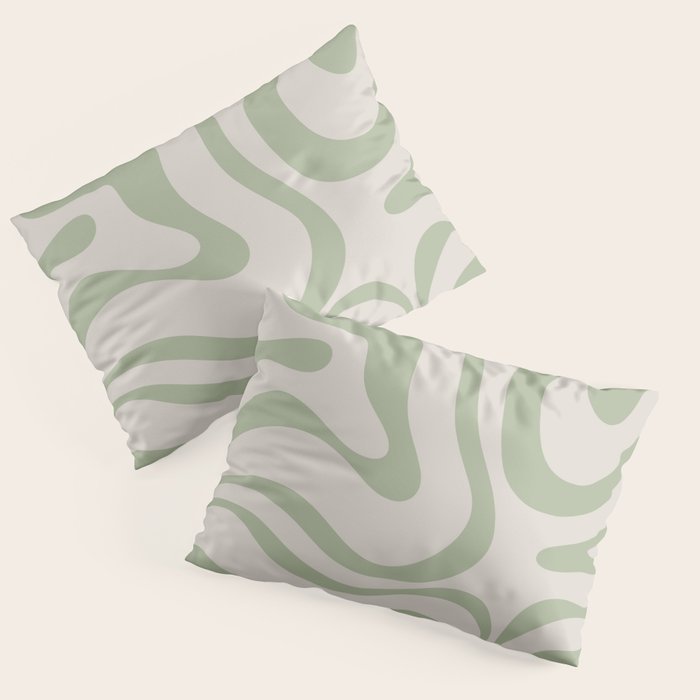 Sage and Beige Liquid Swirl Abstract Pillow Sham Gallery Image 1