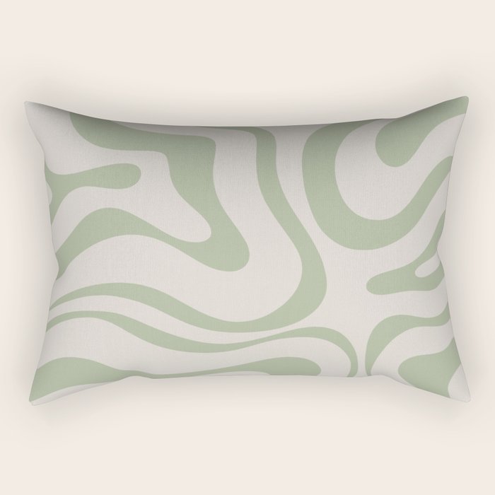 Sage and Beige Liquid Swirl Abstract Rectangular Pillow Gallery Image 1