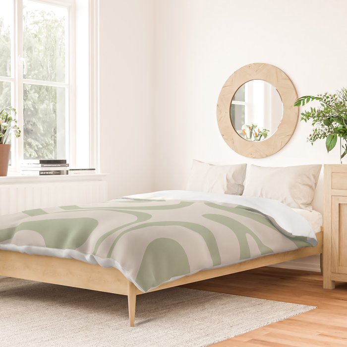 Sage and Beige Liquid Swirl Abstract Duvet Cover Gallery Image 2