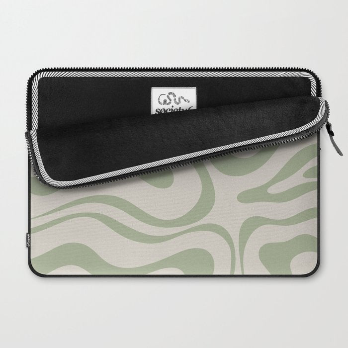 Sage and Beige Liquid Swirl Abstract Laptop Sleeve Gallery Image 2