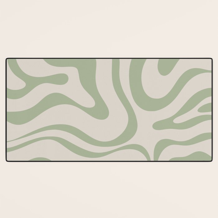 Sage and Beige Liquid Swirl Abstract Desk Mat Gallery Image 3