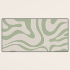 Sage and Beige Liquid Swirl Abstract Desk Mat Gallery Image 3