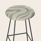 Sage and Beige Liquid Swirl Abstract Stool Gallery Image 2