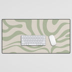 Sage and Beige Liquid Swirl Abstract Desk Mat Gallery Image 1