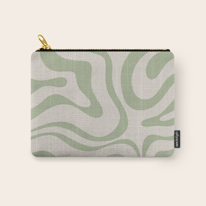Sage and Beige Liquid Swirl Abstract Carry All Pouch Gallery Image 1