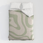 Sage and Beige Liquid Swirl Abstract Comforter Gallery Image 6