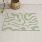 Sage and Beige Liquid Swirl Abstract Rug Gallery Image 1