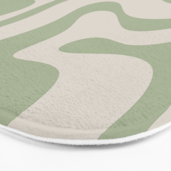 Sage and Beige Liquid Swirl Abstract Bath Mat Gallery Image 3