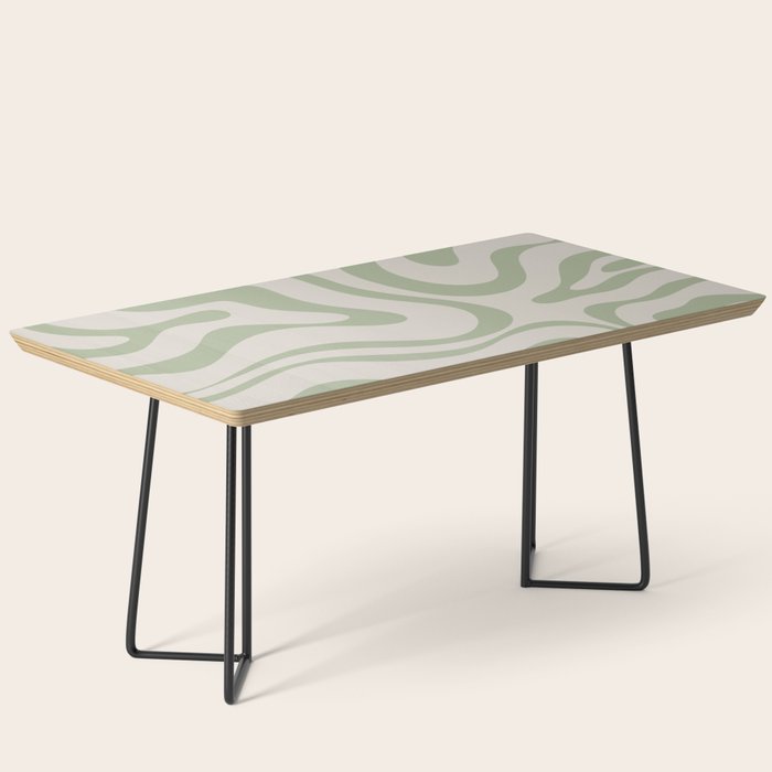 Sage and Beige Liquid Swirl Abstract Coffee Table Gallery Image 1