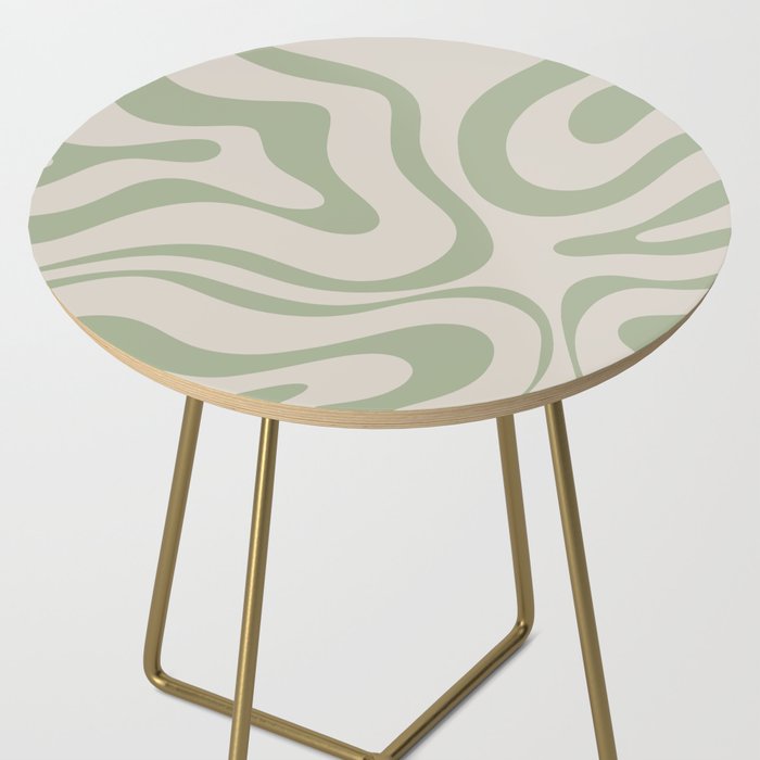 Sage and Beige Liquid Swirl Abstract Side Table Gallery Image 2