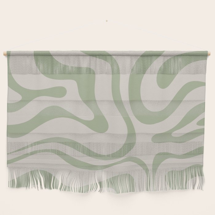 Sage and Beige Liquid Swirl Abstract Wall Hanging Gallery Image 1