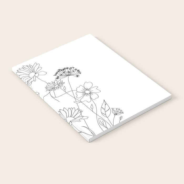 Minimal Line Art Woman with Flowers III Notebook Gallery Image 1