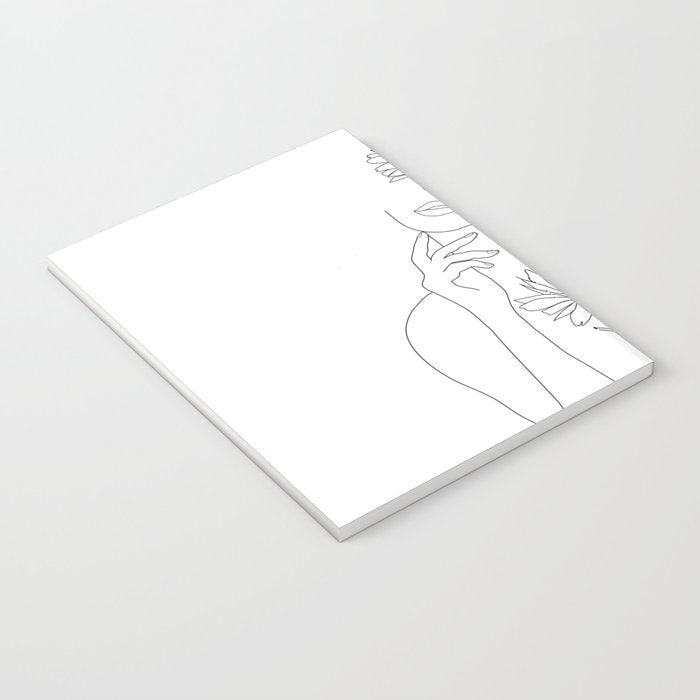 Minimal Line Art Woman with Flowers III Notebook Gallery Image 3