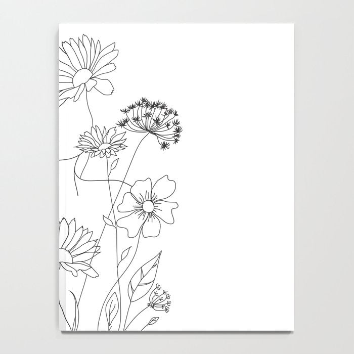 Minimal Line Art Woman with Flowers III Notebook Gallery Image 4