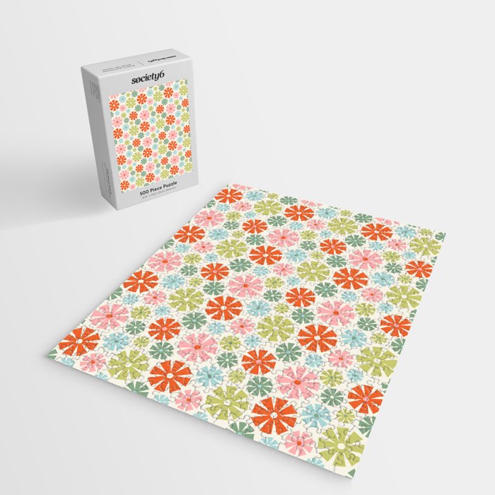 Retro Pinwheel Snowflakes - Holiday Colors Jigsaw Puzzle Gallery Image 2