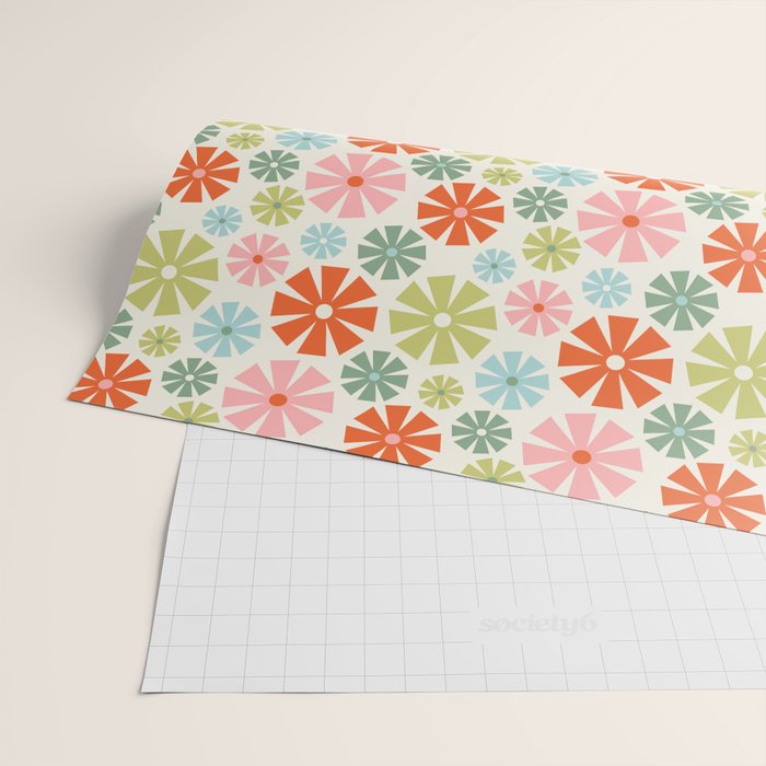 Retro Pinwheel Snowflakes - Holiday Colors Wrapping Paper Gallery Image 2