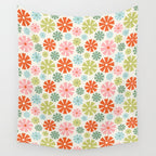 Retro Pinwheel Snowflakes - Holiday Colors Wall Tapestry Gallery Image 4