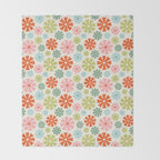 Retro Pinwheel Snowflakes - Holiday Colors Throw Blanket Gallery Image 2