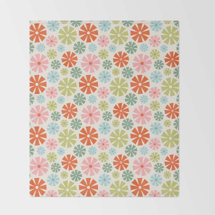 Retro Pinwheel Snowflakes - Holiday Colors Throw Blanket Gallery Image 2