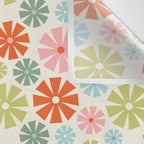 Retro Pinwheel Snowflakes - Holiday Colors Wall Tapestry Gallery Image 3