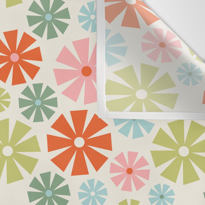 Retro Pinwheel Snowflakes - Holiday Colors Wall Tapestry Gallery Image 3